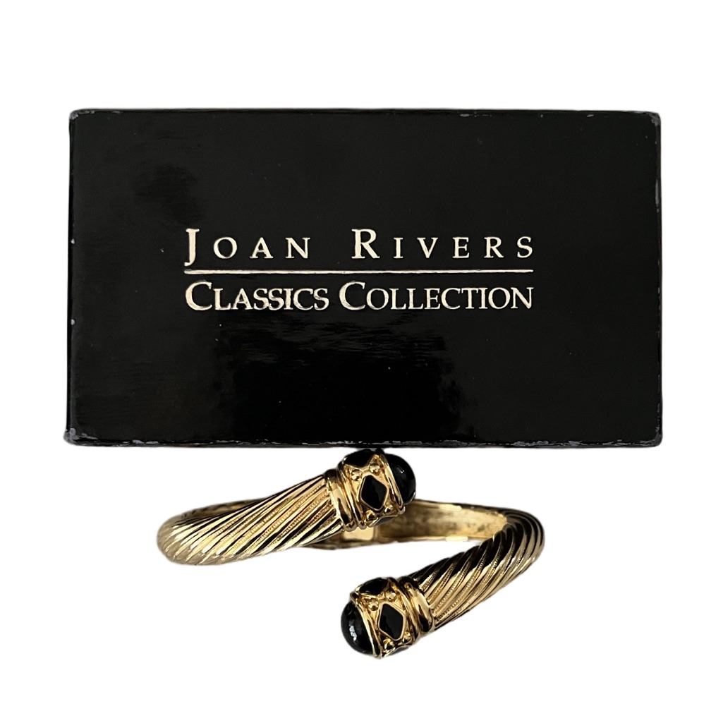 Joan Rivers Gold-Tone Cable Cuff Bracelet With Black Cabochon End Caps 65$